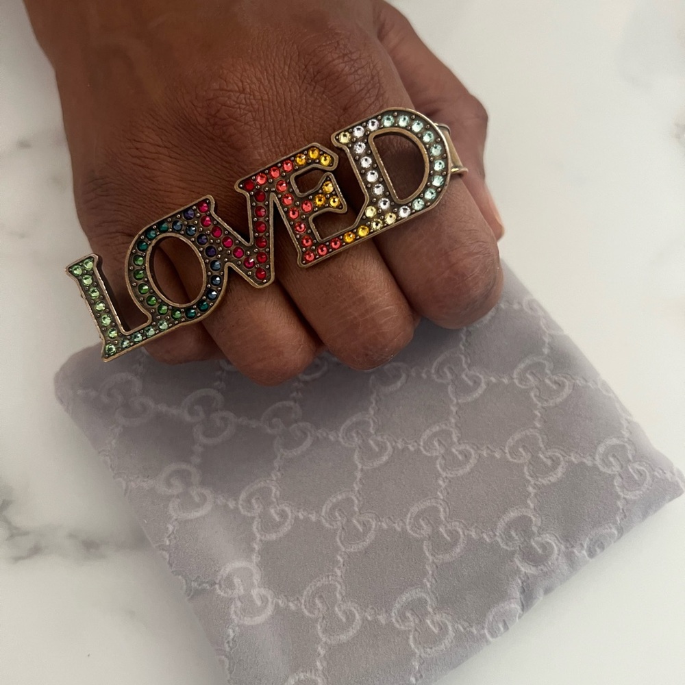 Gucci Gold and Multicolor 'Loved' Brooch - Picture 6 of 6
